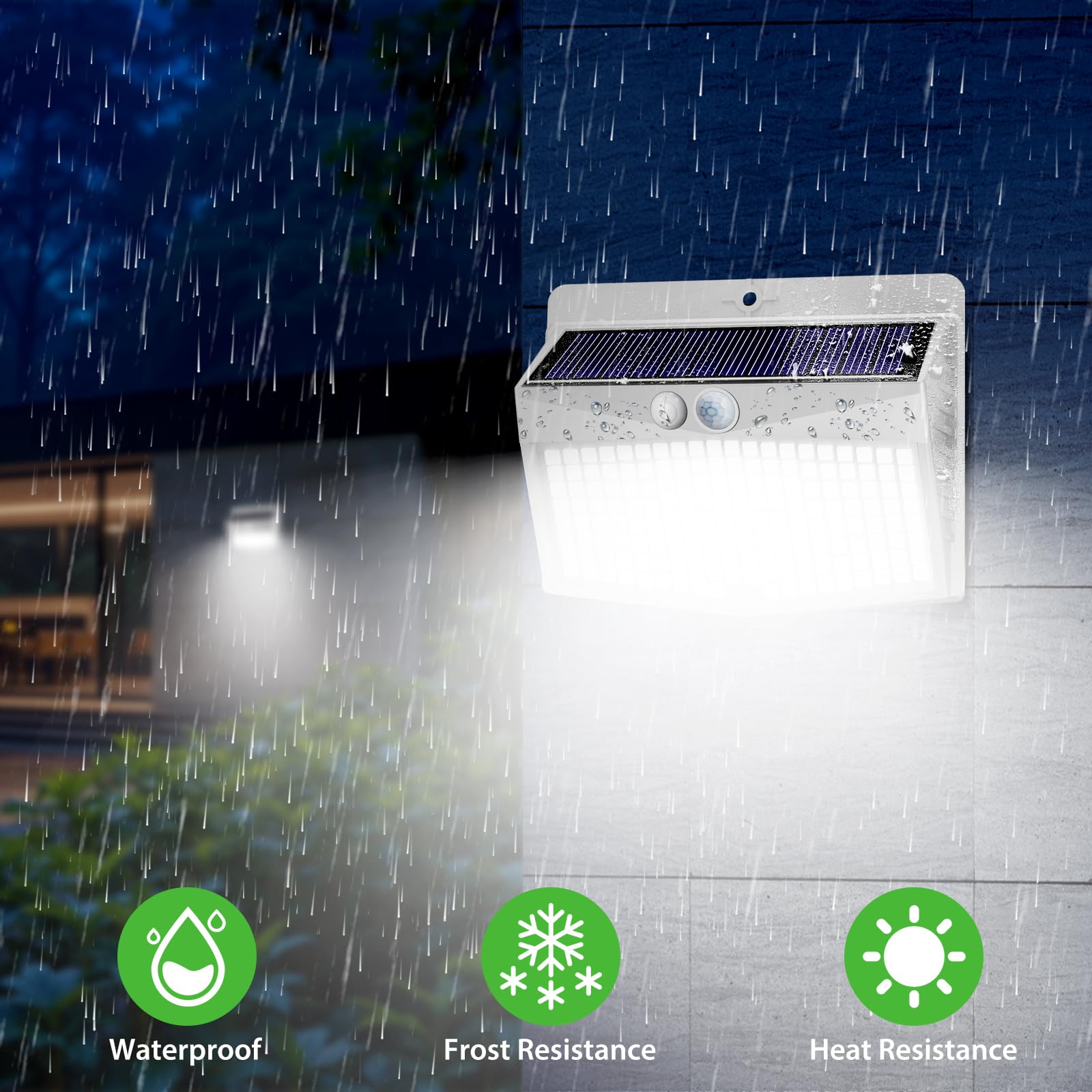nifipy Luce Solare LED Esterno, 168LED Faretto LED da Esterno con Sensore di Movimento, IP65 Impermeabile Lampada Solare da Esterno, 3 Modos Luci Solari da Giardino, Parete-2 Pezzi/Cornice Bianca