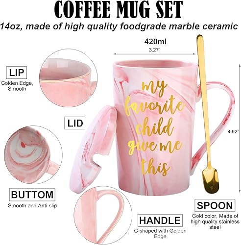 Miniatura 2 de LOZACHE Juego de regalos para mamá para mujer, taza de café con texto en inglés My Favorite Child Give Me This Coffee, vela perfumada, llavero y