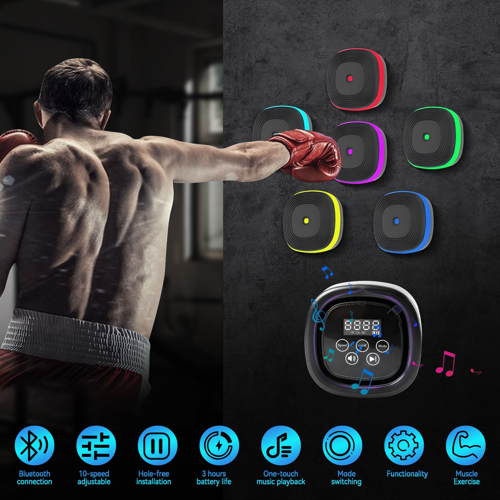 Sports Reaction Agility Lights Training Kit, Reaktionstraining Lichter mit Touchscreen-Steuerung, 8 Lampen 10 Modi, zur Verbesserung von Geschwindigkeit, Agilität und Reaktionsfähigkeit
