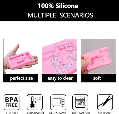 Miniatura 3 de Molde de silicona para pistola, molde de fondant de bala, para hornear chocolate en forma de pistola para decoración de pasteles, decoración de