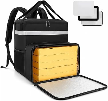 Pizza Delivery Backpack, Delivery Bags for Hot Food, Waterproof Insulated Backpack, Cool Bag for Pizza for Trips, Camping, Hiking, Beach, Outdoor Travel, BBQ Hiking, 38 x 36 x 38 cm