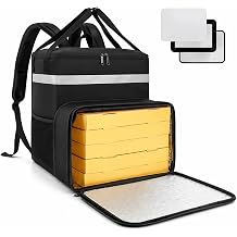 Pizza Delivery Backpack, Delivery Bags for Hot Food, Waterproof Insulated Backpack, Cool Bag for Pizza for Trips, Camping, Hiking, Beach, Outdoor Travel, BBQ Hiking, 38 x 36 x 38 cm