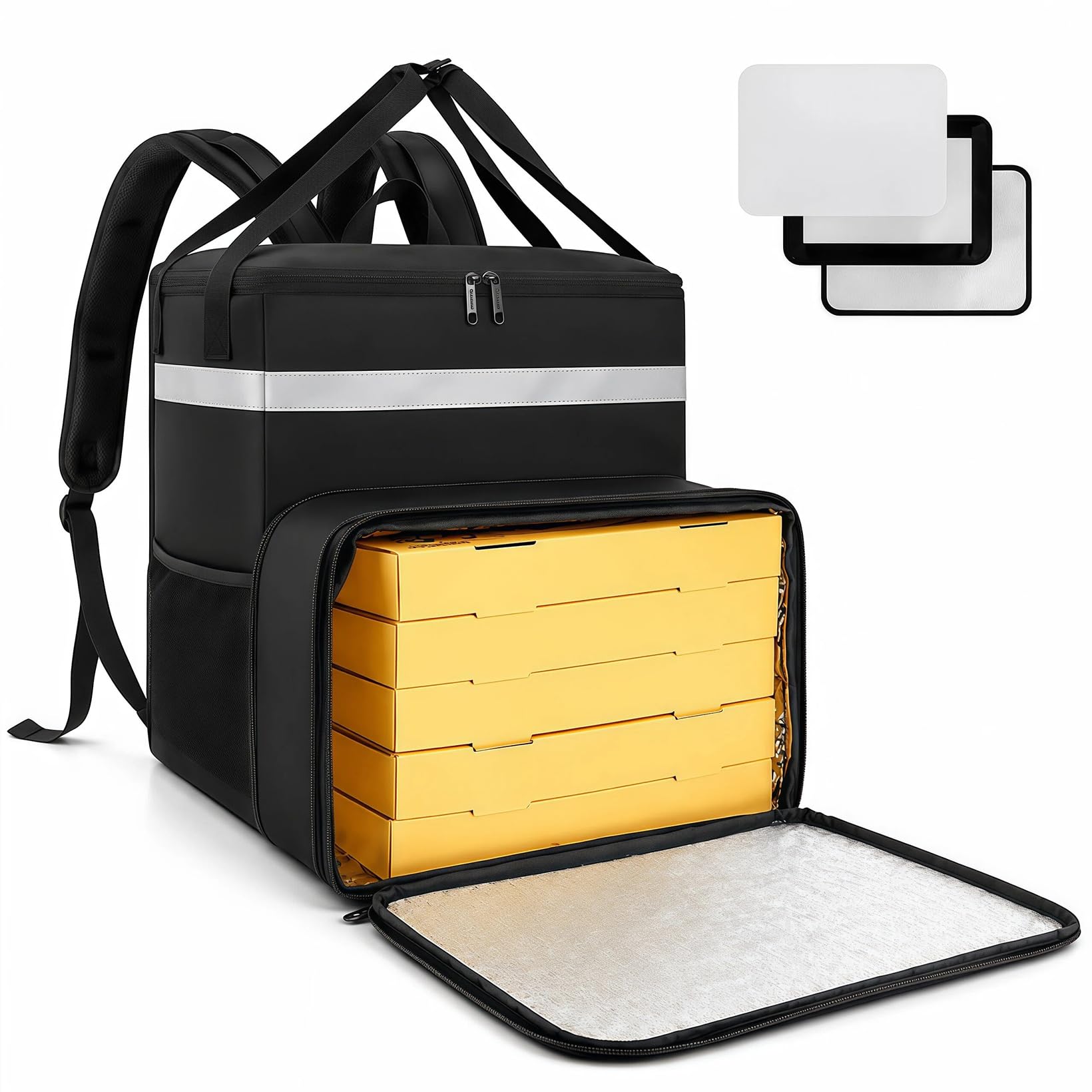 Zaino impermeabile, isolato per la consegna di cibo, grande borsa frigo, per pizza, gite, campeggio, spiaggia, viaggi all'aperto, barbecue, 38 x 36 x 38 cm