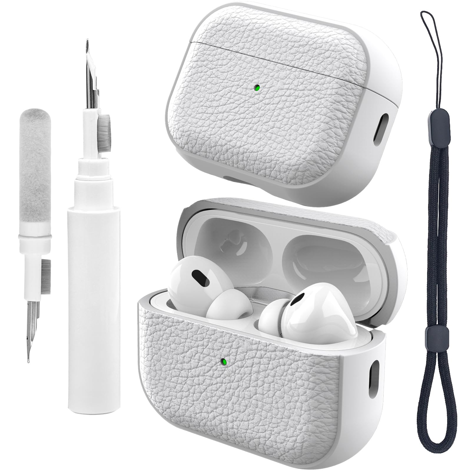 Custodia Per AirPods Pro 2 Con Kit Pulizia - Cover Protettiva, Cinturino, Design Pelle - Foto 2