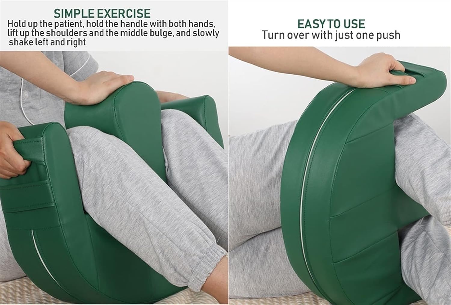 Multifunctional Turning Device for Elderly Patients Bedridden, Leg Positioner Pillows, PU Leather + High Quality Sponge, Anti-Decubitus, Elderly Assistance Products, Green