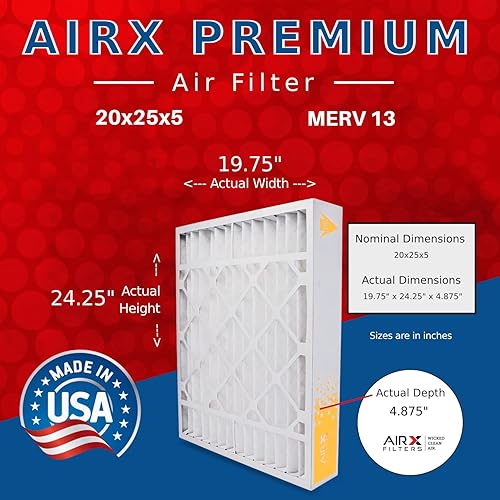 Miniatura 2 de AIRX FILTERS WICKED CLEAN AIR. Filtro de aire MERV 13 de 20 x 25 x 5 compatible con filtro de horno Ultravation 91-006, paquete de 2