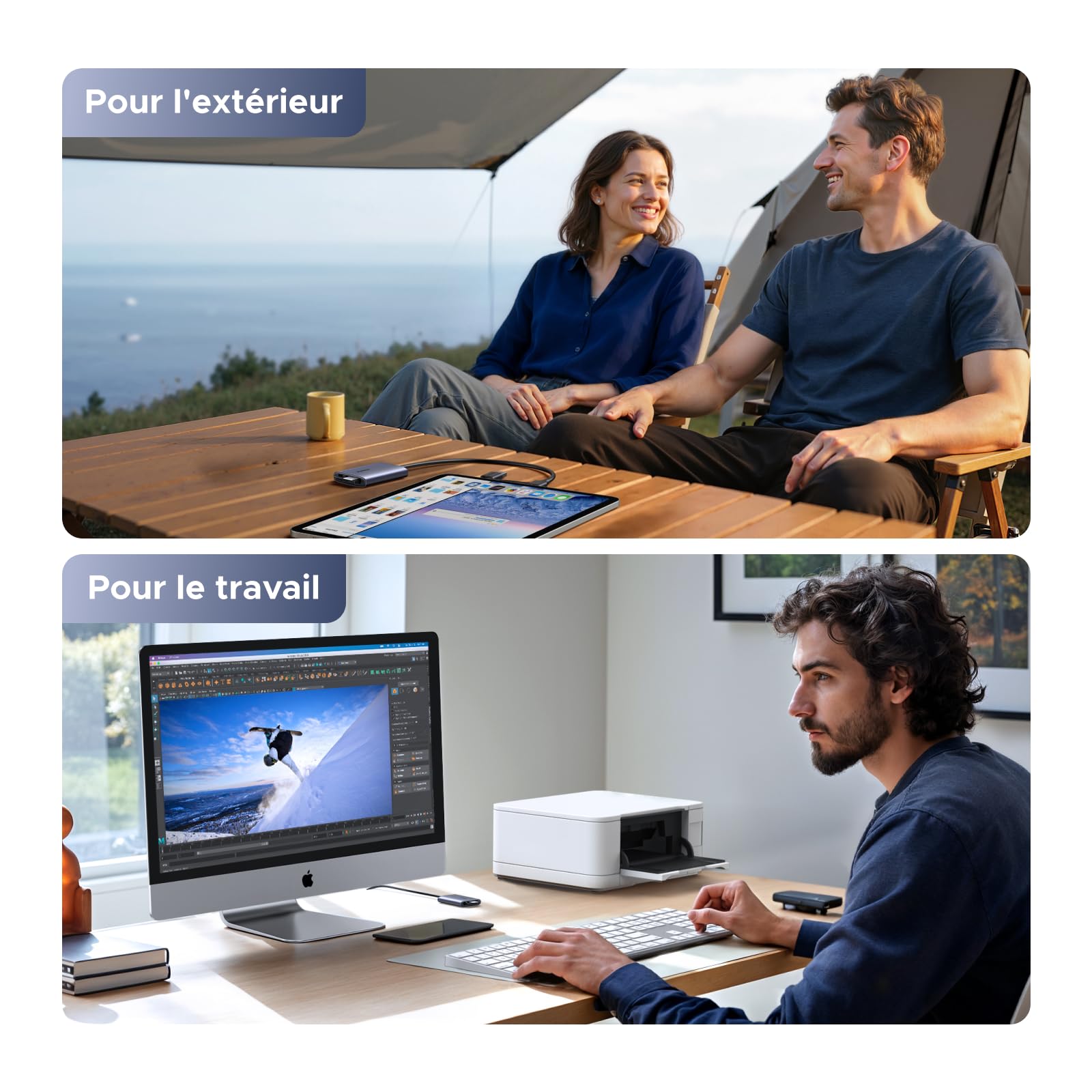 UGREEN Lecteur de Carte CFexpress Type B USB A et USB C 3.2 Gen 2 Mâle 10Gbps Adaptateur Carte Mémoire CFe Type B 1250MB/s Théorique Compatible avec MacBook iPad Pro Air iPhone 17 Air Pro Max 16