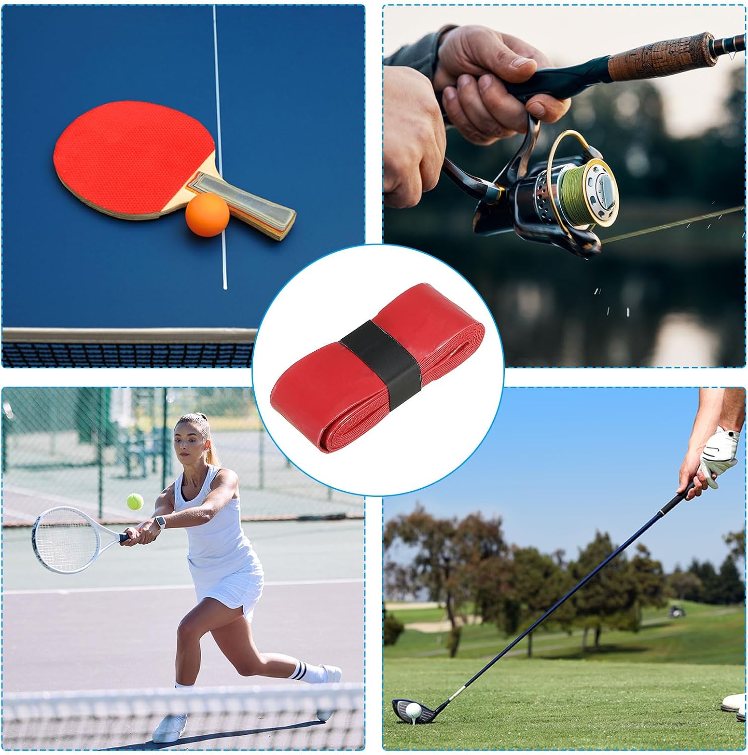 PATIKIL テニスラケットグリップテープ、滑り止め吸収PUバドミントンオーバーグリップラケットグリップテープ野球ピックルボールパ