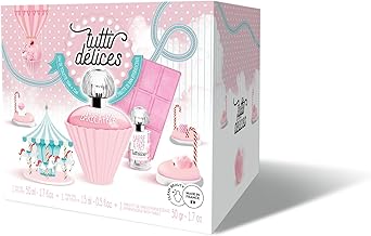 Coffret cadeau Parfum Tutti Delices Barbe à Papa - Cadeau parfait pour elle - Contient une Eau de Parfum 50ml, une Eau de Parfum 15ml, ainsi qu’une tablette de bain effervescente