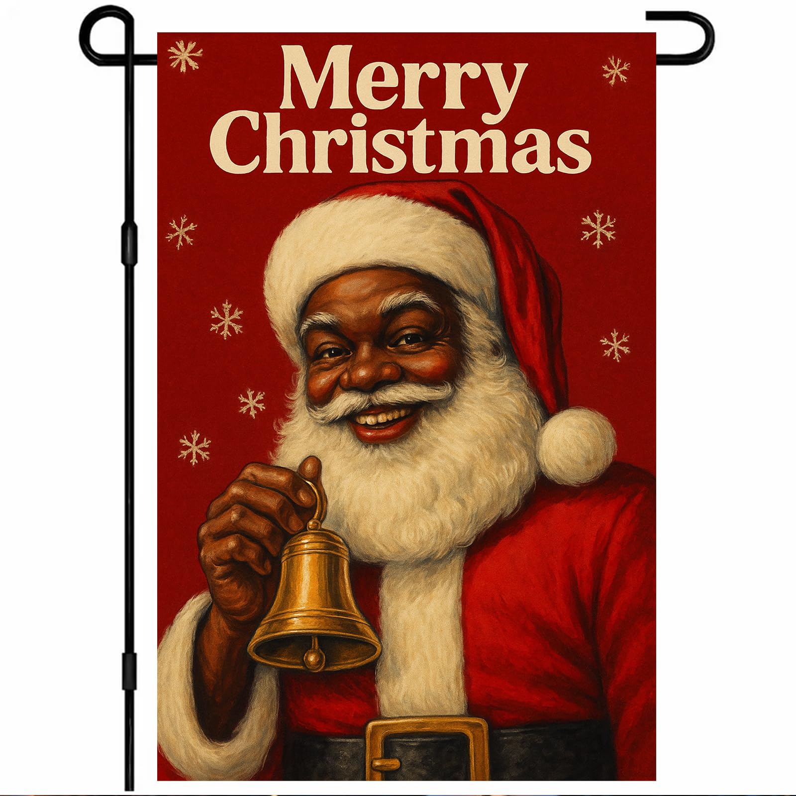 BlissYard Christmas Black Santa Garden Flag 12x18 Inch Polyester