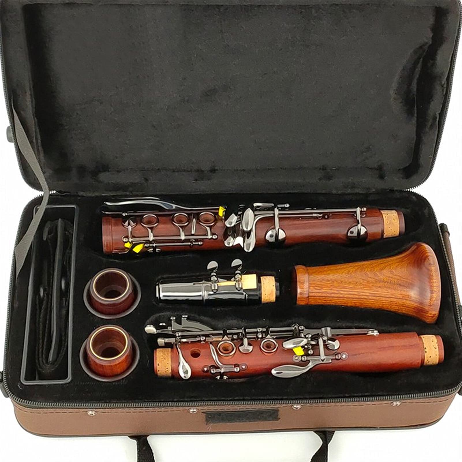 Klarinetten Set Rotholz Professionelle Klarinette BB Rosenholz Schwarz Nickelplattierschlüssel Massivholz Standard Klarinette