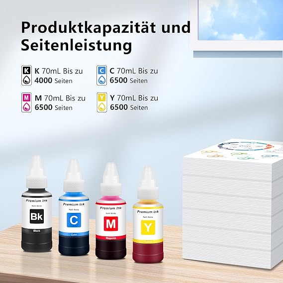 Compatible for EPT664 Ink Bottle Refills for ET-2650 ET-2600, 4 Packs