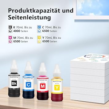 Compatible for EPT664 Ink Bottle Refills for ET-2650 ET-2600, 4 Packs