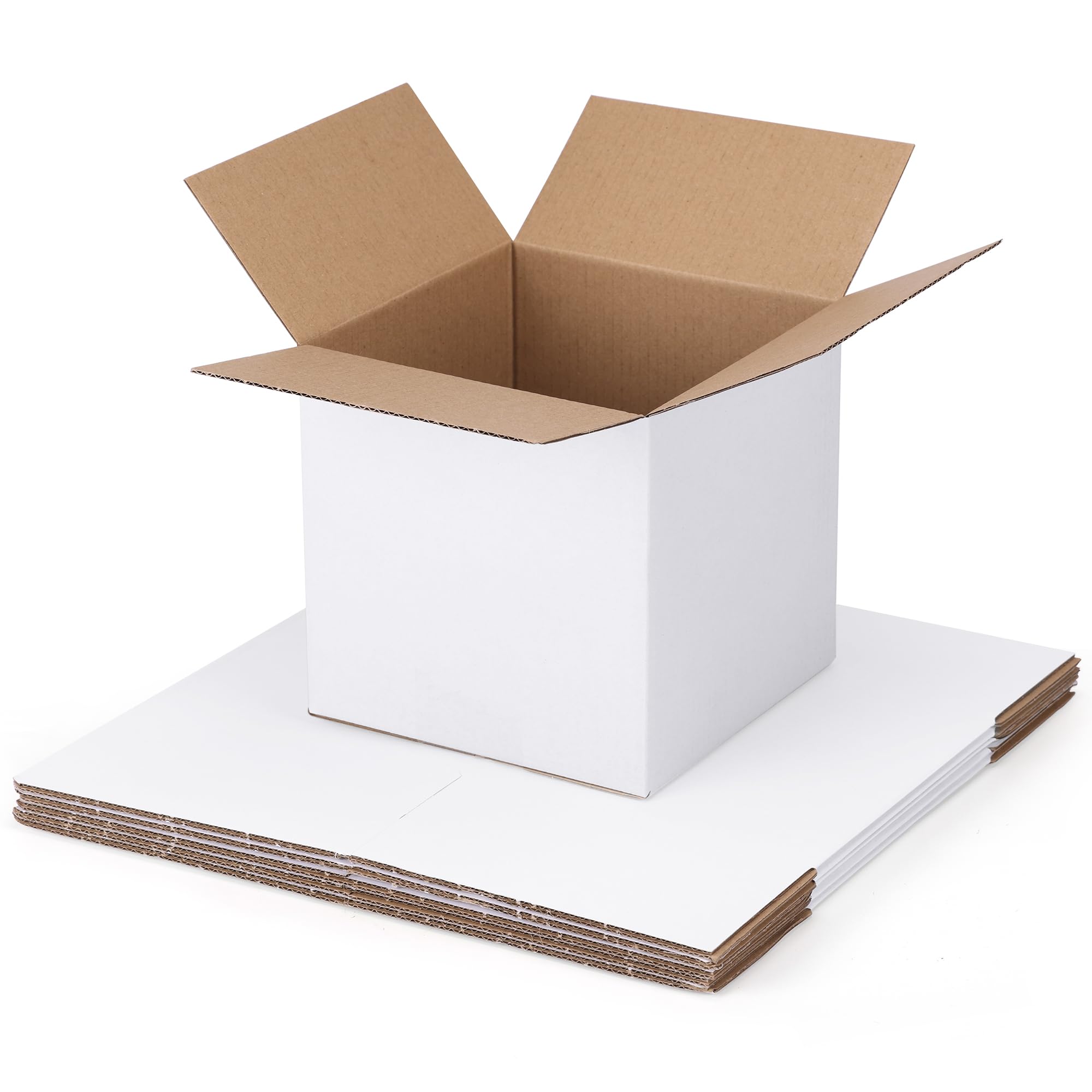 Shipping Boxes 6x6x6 Set of 6, White Corrugated Cardboard Box for Mailing Business Packaging 6x6x6 Inches 6
