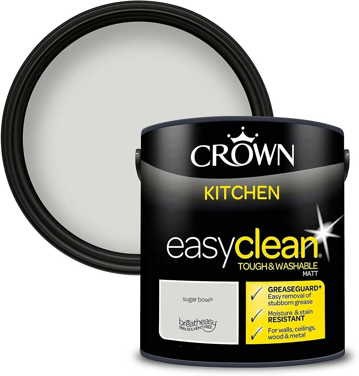 2.5L CROWN Easyclean Kitchen MATT Emulsion Multi Surface Paint With