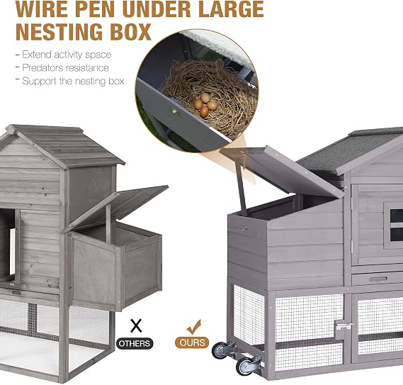 Gutinneen Chicken Coop 69 Chicken House with Large Nesting Box Outdoor Rabbit Hutch with UV Proof Roof,Waterproof