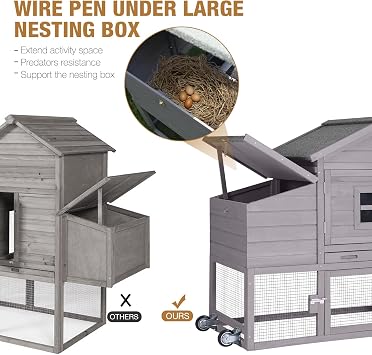 Gutinneen Chicken Coop 69 Chicken House with Large Nesting Box Outdoor Rabbit Hutch with UV Proof Roof,Waterproof