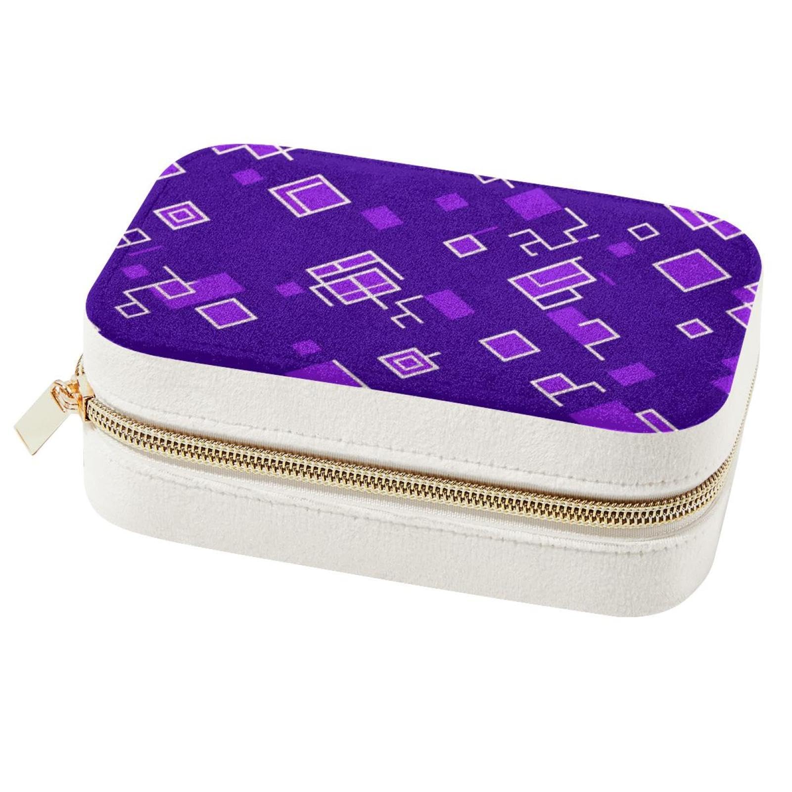 Boîte à bijoux violette à double couche pour organiser les bagues