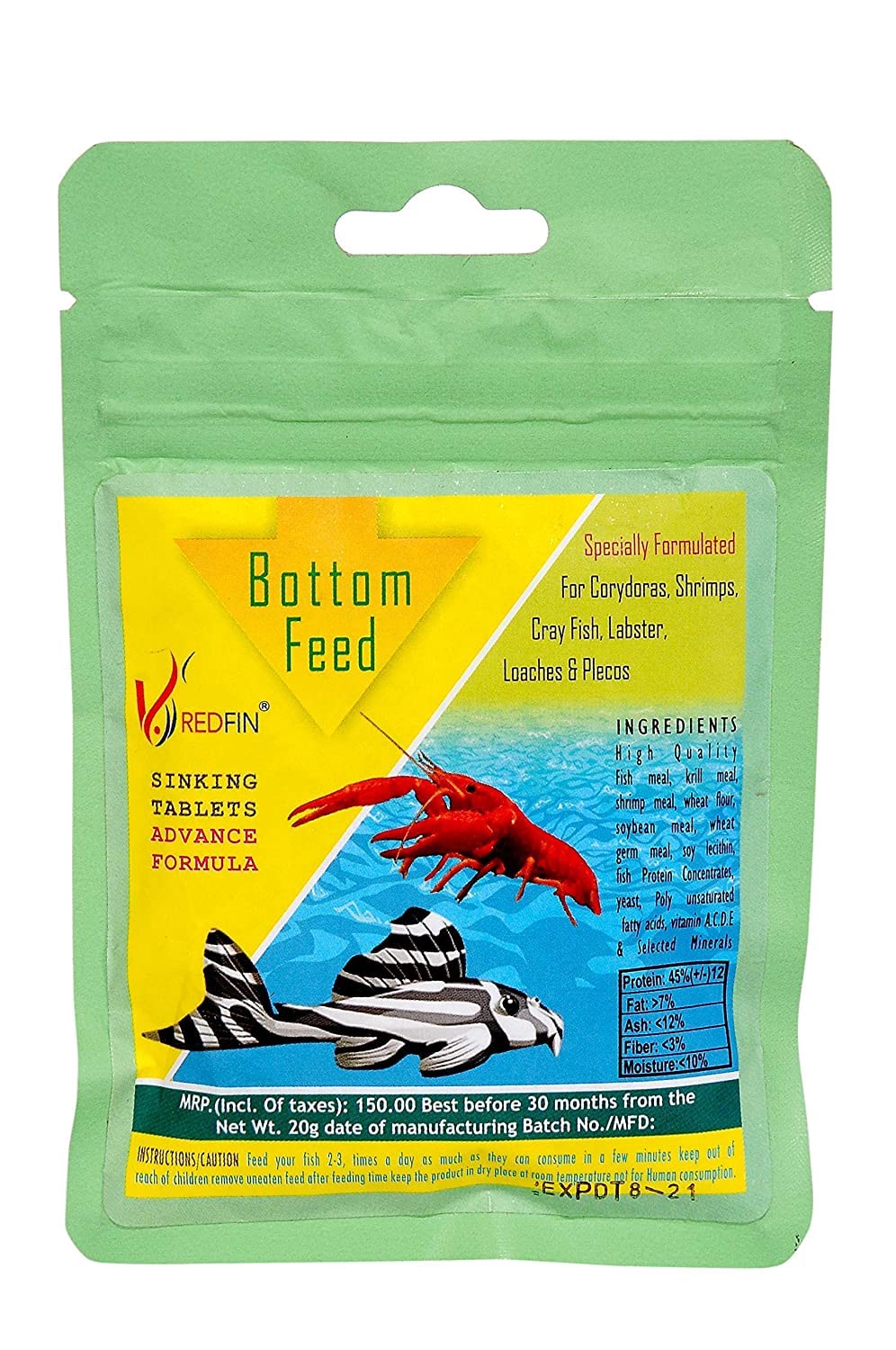 REDFIN Bottom Feed Specially Formulated for Corydoras, Shrimps, Cray Fish, Labster, Loaches & Plecos 20Grams (B0BG4WXMG9) Amazon Price History, Amazon Price Tracker
