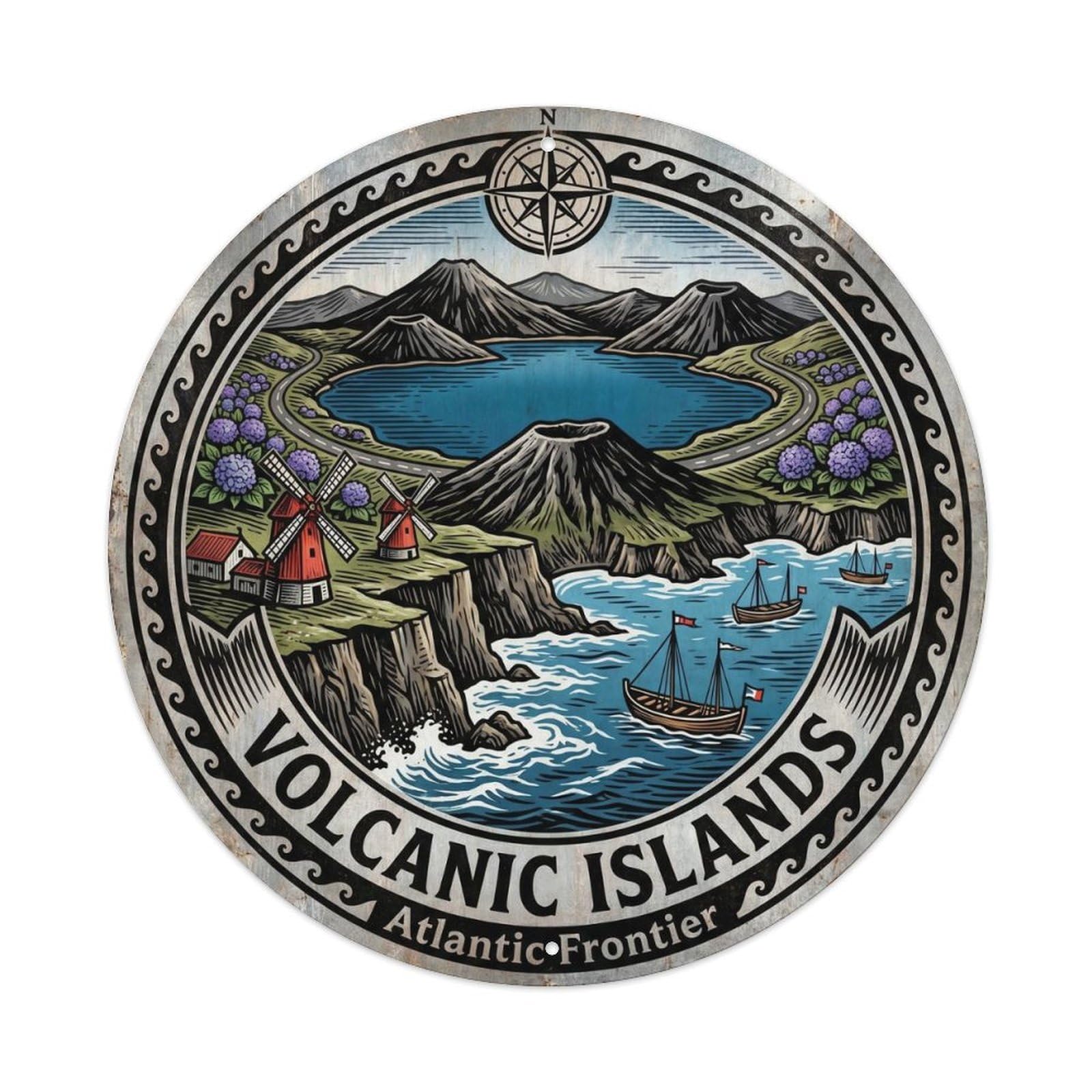 Vintage Travel Azores Islands Volcanic Metal Tin Sign
