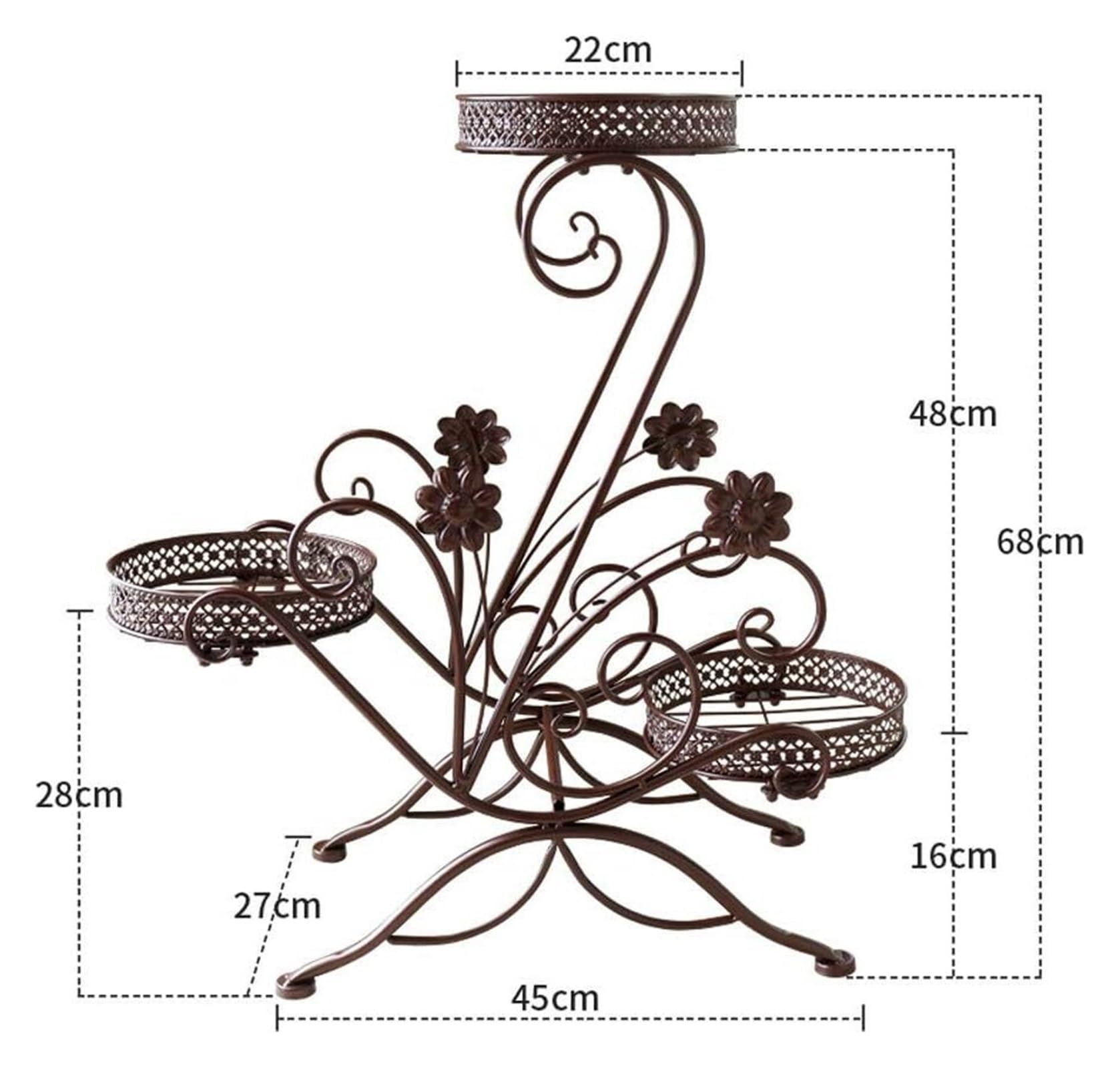 Stojak na kwiaty, metalowy stojak na kwiaty, regał wystawowy bonsai, wydrążony regał, regał magazynowy, uchwyt na doniczki, 3-stopniowy taras ogrodowy
