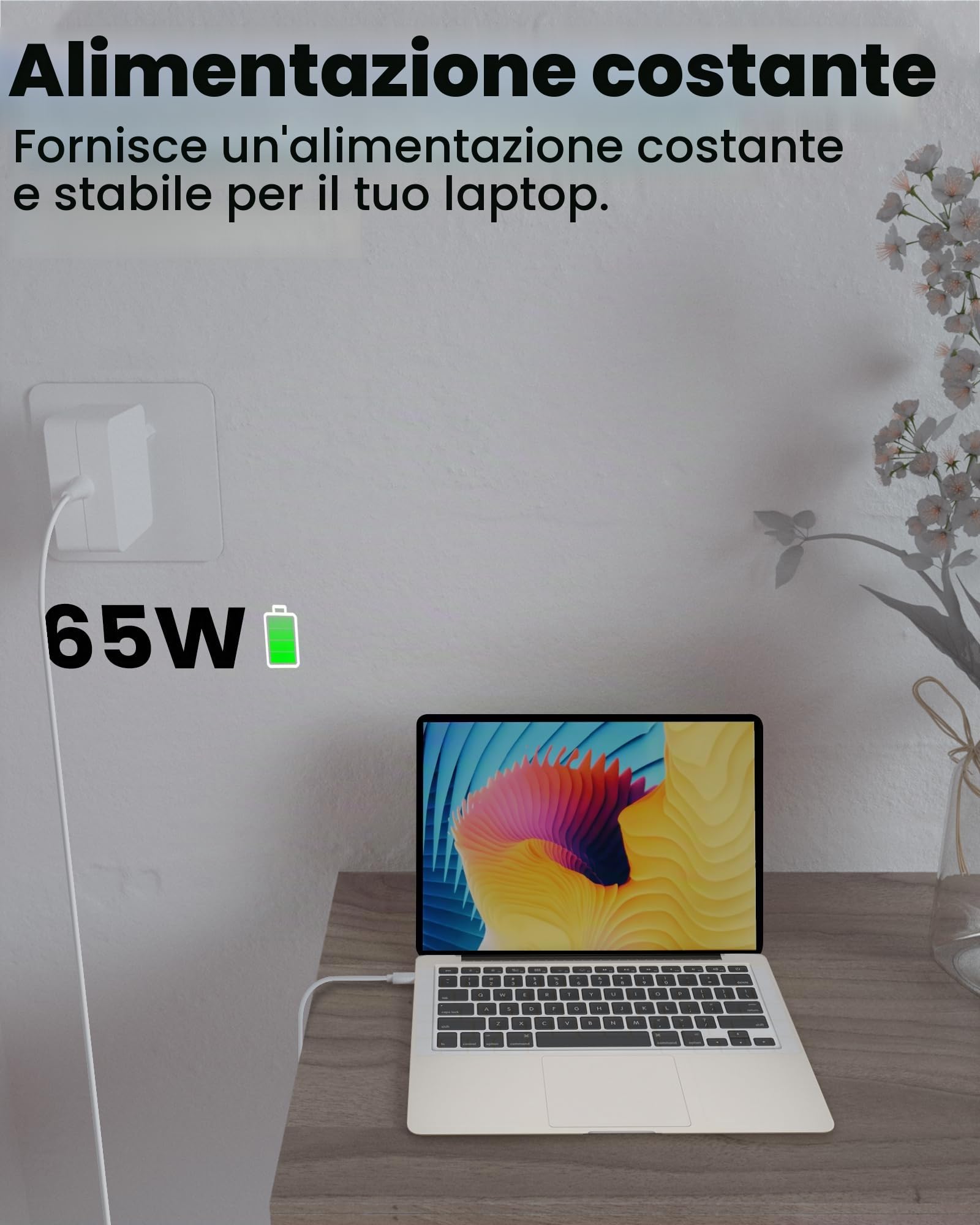 Caricatore USB C 65W per Samsung Galaxy Book Pro & Pro 360 NP950QDB NP930QDB NP935QDC NP950XDB NP930XDB Galaxy Book3 Book4 Laptop Type C Alimentatore