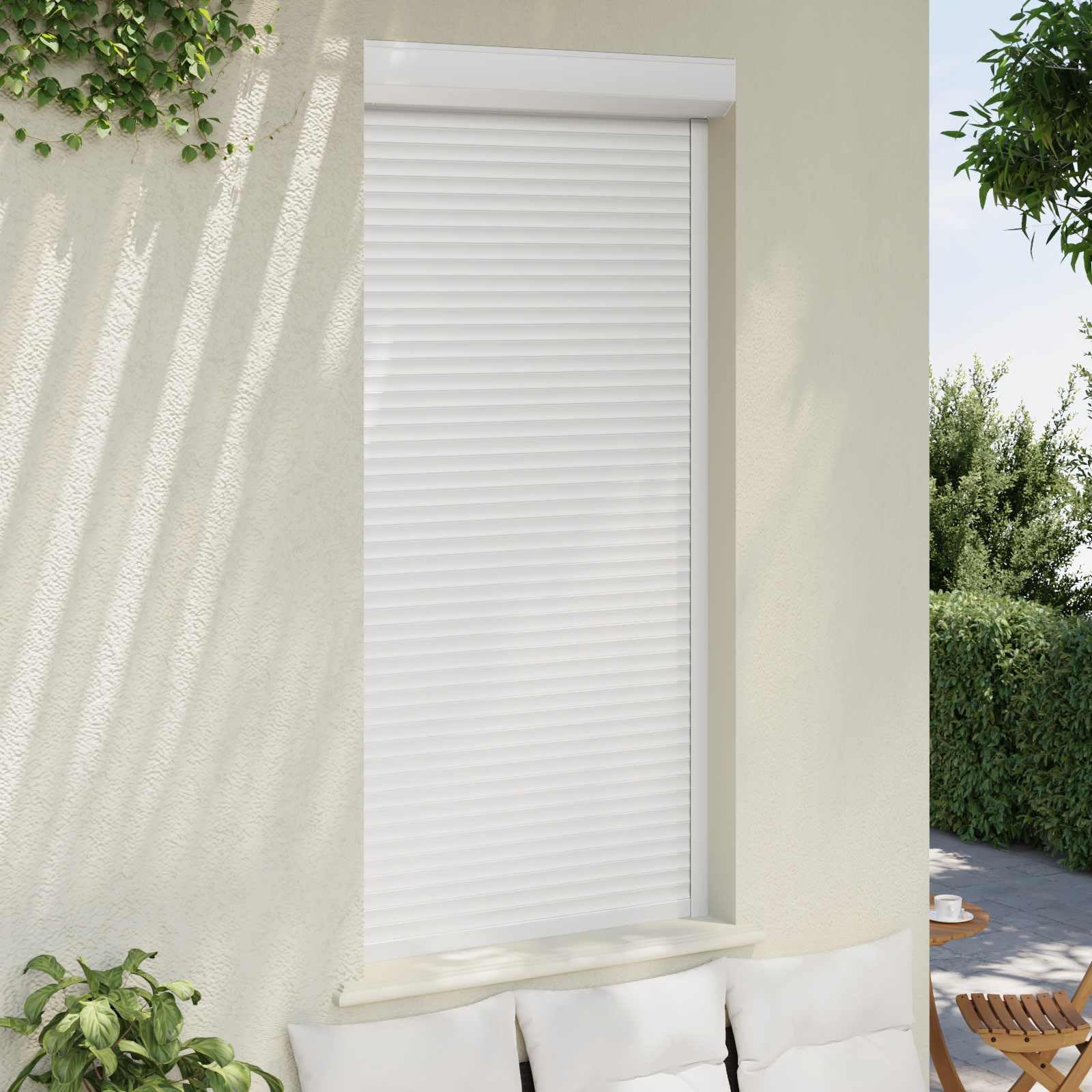 Store enrouleur 100 x 210 cm en aluminium et polyuréthane pour fenêtre - Protection contre les regards indiscrets - Contrôle de la lumière - Manuel - Blanc