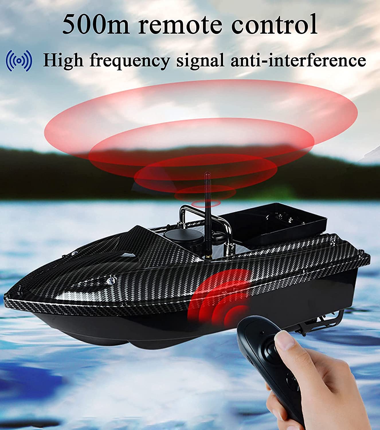 Bateau Appât RC 500m – Double Moteur, 1,5 Kg De Charge, LED, Batterie 5200mAh – Le Top Pour Les Pêcheurs !