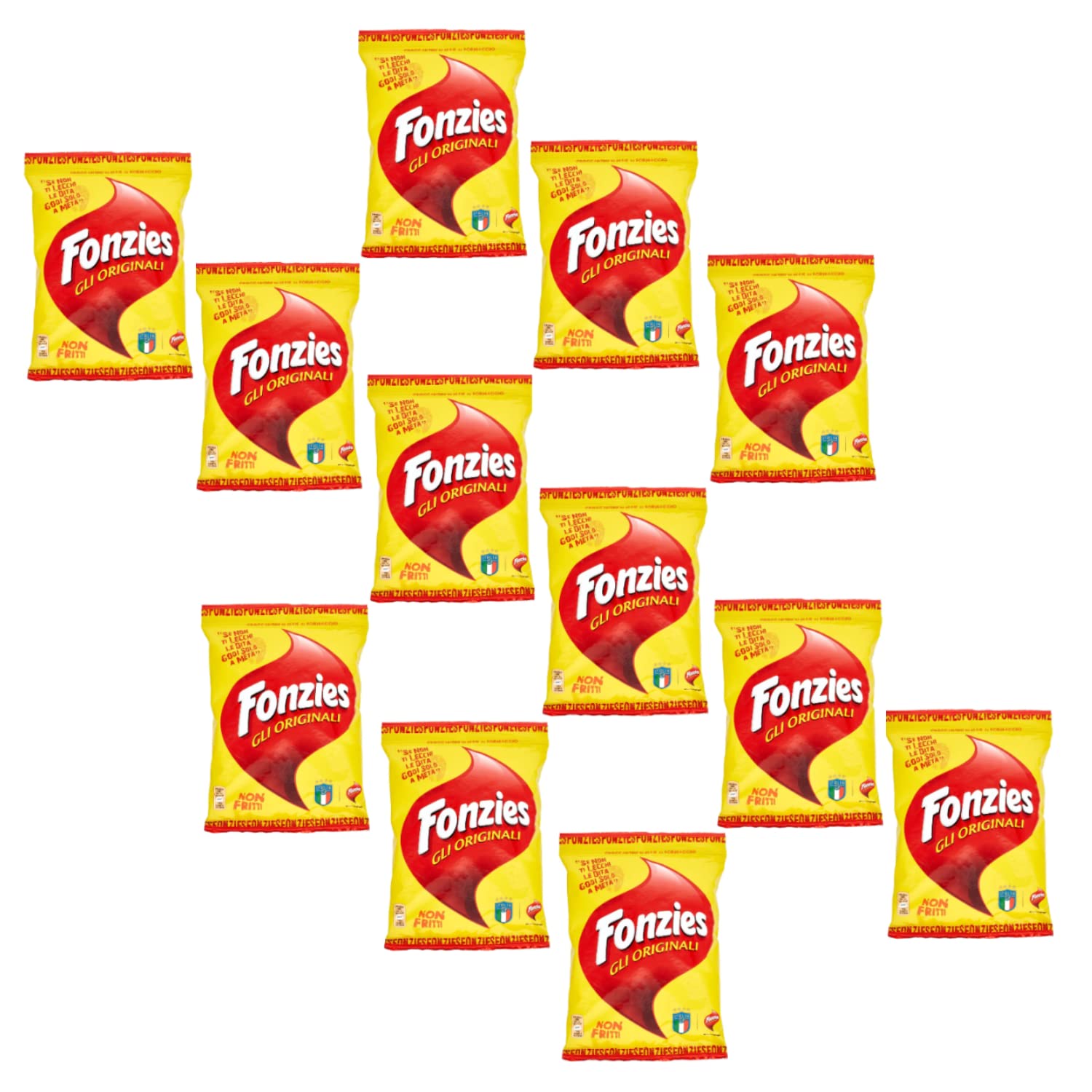 Fonzies® | Croccantini di Mais al Formaggio | Patatine Cotte al Forno Non Fritte - 12 Sacchetti