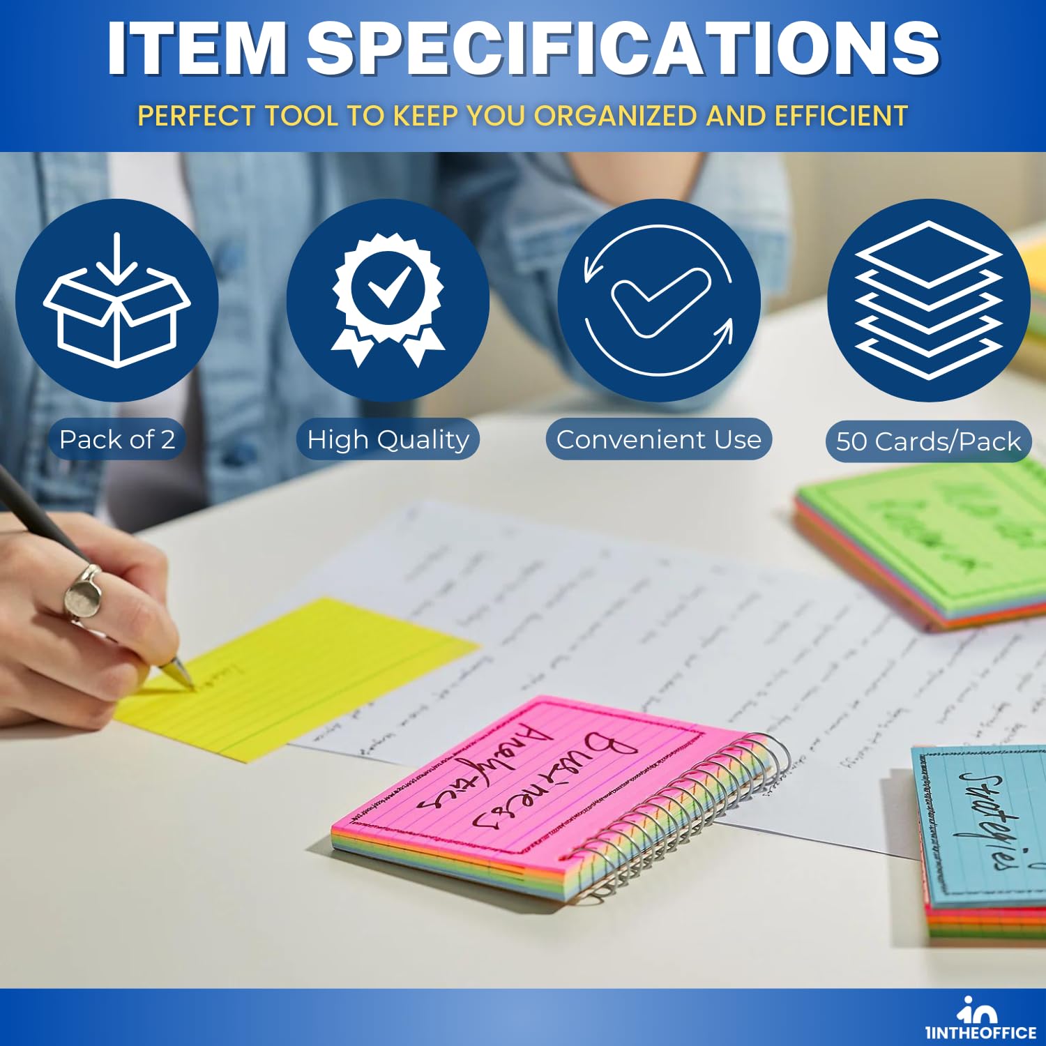 Snapklik.com : 1InTheOffice Spiral Index Cards 3x5, Neon Index Cards ...