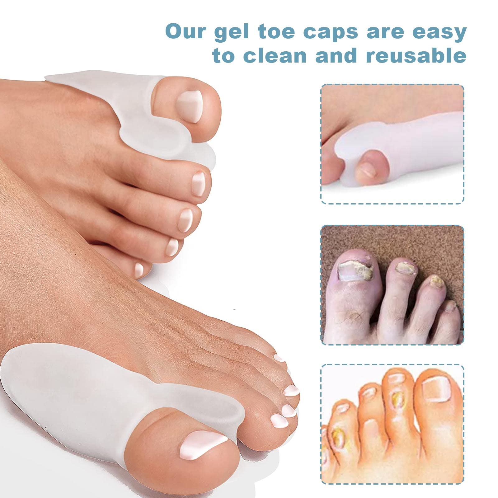 6 SZTUK Korektor Hallux Valgus Mały palec u stóp silikonowy żel ulepszony 0% BPA separator palców prostownik ortezy do stopy dla ochrony palucha koślawego palców palców palców