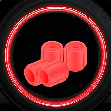 Sherry29 Tire Air Valve Cap, Glow in the Dark, Set of 4, High Strength, Night Glowing, Car Dress-Up Parts, Tire Valve Cap, Corrosion Protection, Lightweight, Convenient Installation, Universal Use,