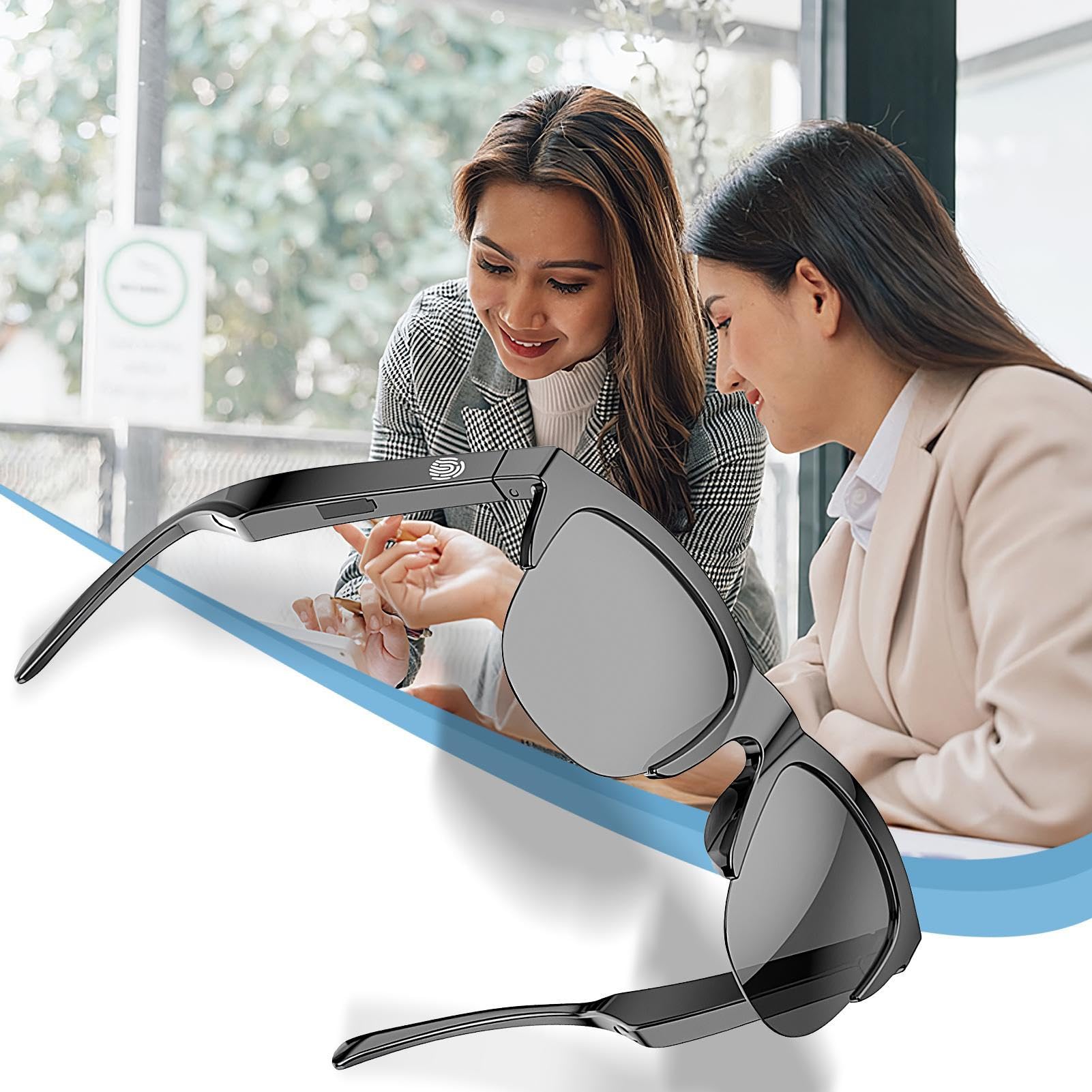 Smart Translator Glasses - AR Language portable Traduction des lunettes | Lunettes de sous-titres en temps réel, dispositif d'interprète vocal, lunettes AI pour la communication multilingue, les voyag