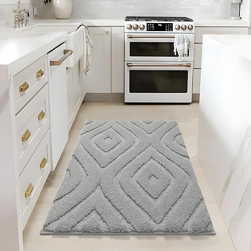 Miniatura 10 de DEXDE Alfombras de baño de 24 x 72 pulgadas, antideslizantes, suaves, lavables, grandes alfombras de baño para baño, dormitorio, pasillo, cocina,