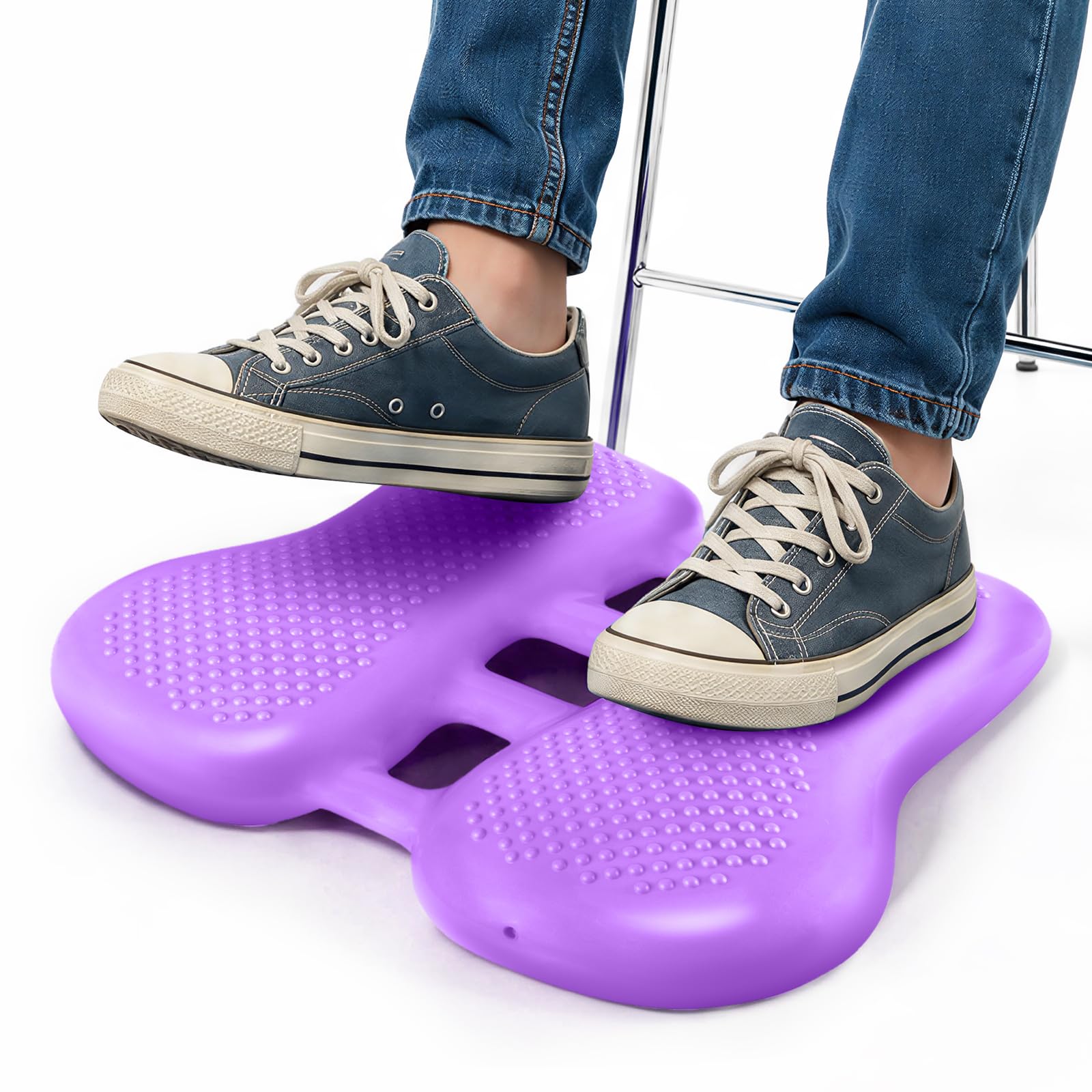 ADHD Focus Tool Thedttoy Sensory Wobble Feet Cushion, Height-adjustable Wiggle Foot Cushion Sensory Fidget Aid, Calming Sensory Toys for Autism,Balance Pad for Kids Adults,Fidgets for School-Purple