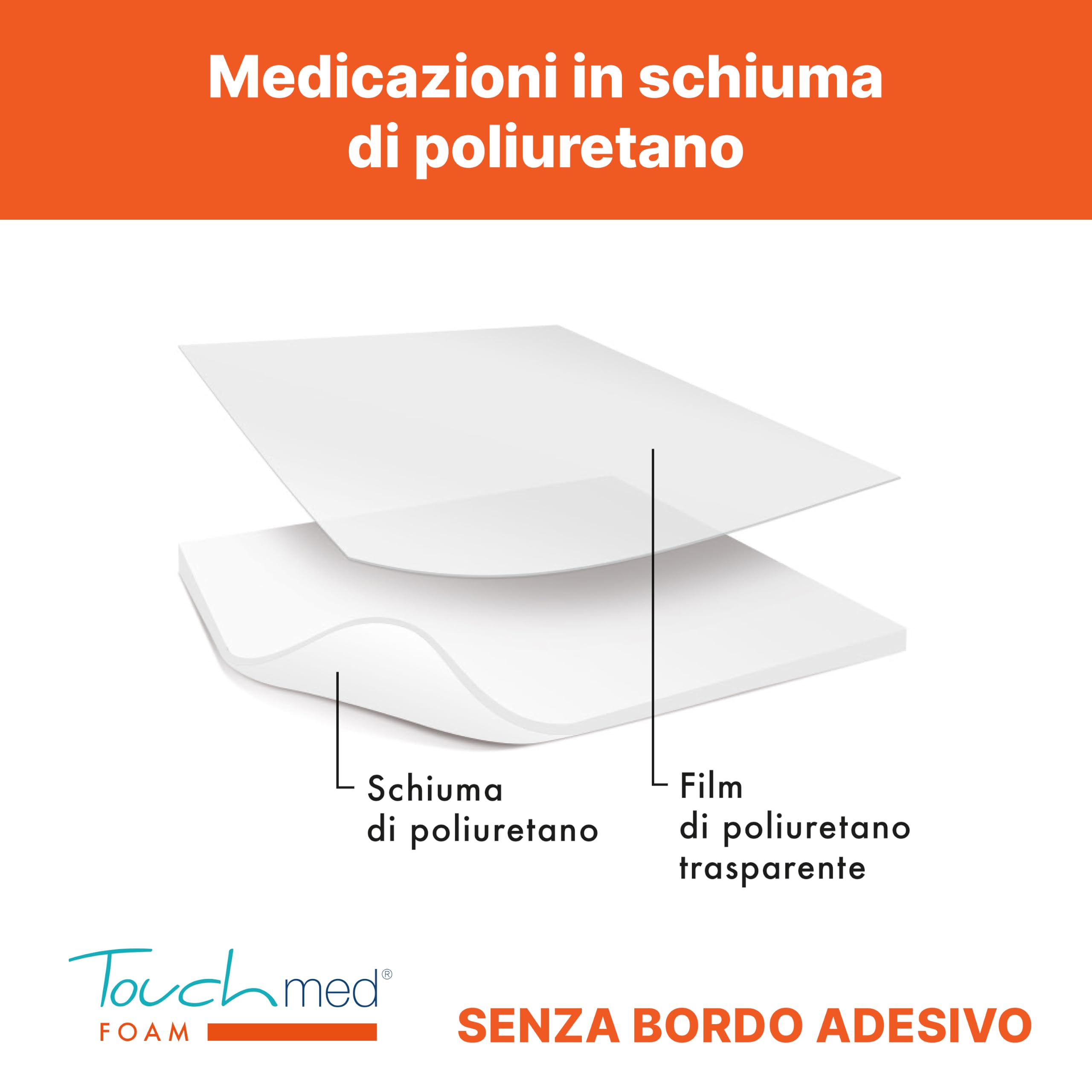 Medicazione Sterile in Schiuma di Poliuretano - 10x17,5 cm - Sagomata per Tallone e Gomito - Senza Bordo Adesivo - Monouso - Confezione da 5 Buste