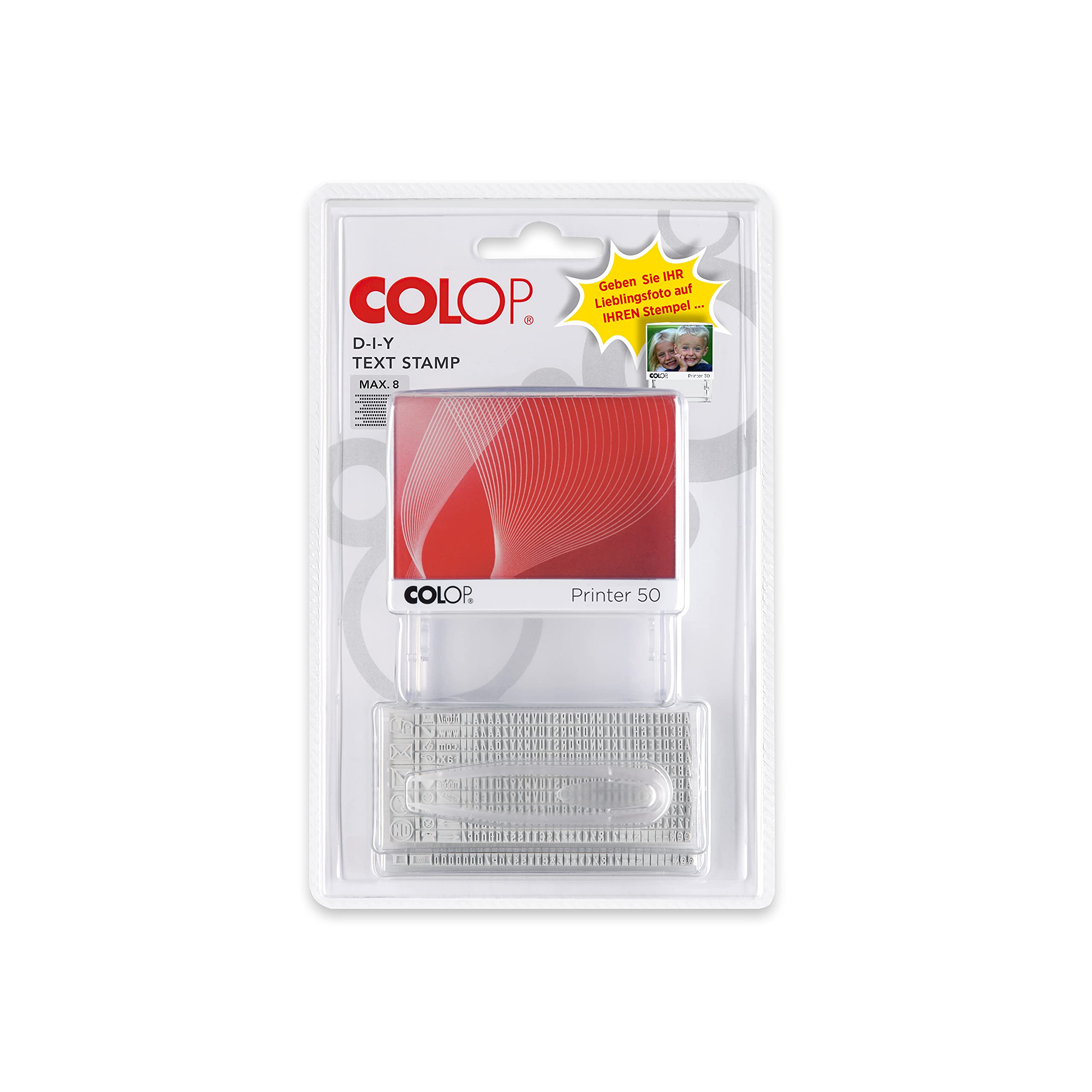 Image secondaire de Colop Tampon 50/2 Set 8 lignes à fabriquer soi-même, y compris 2 jeux de caractères et une pincette 100940