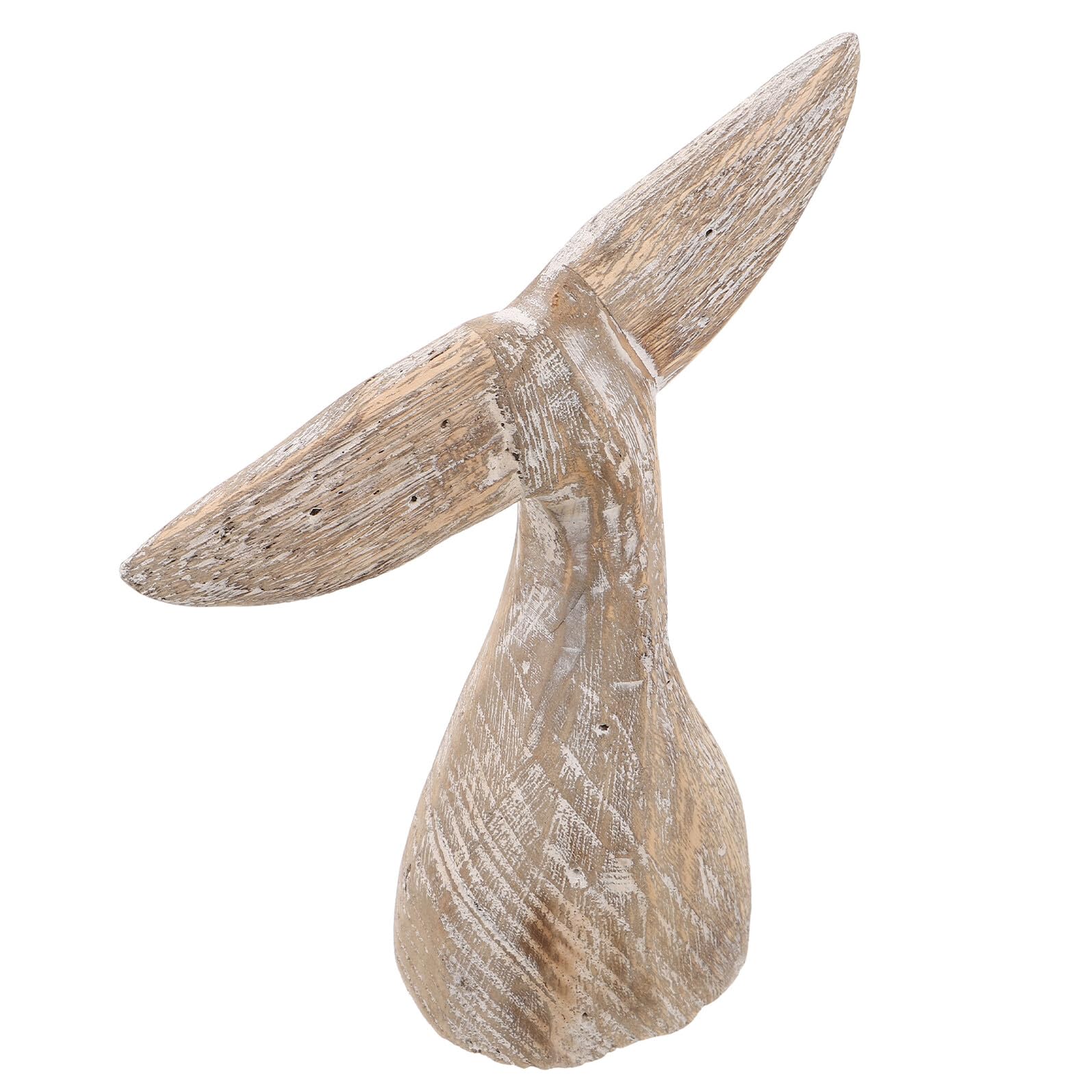 ULTECHNOVO Adorno de Aleta de Ballena Decoración de Mesa Costera Escultura de Madera Rústica Estatua de Aleta de Ballena para Casa de Playa Decoración de Estante de Baño
