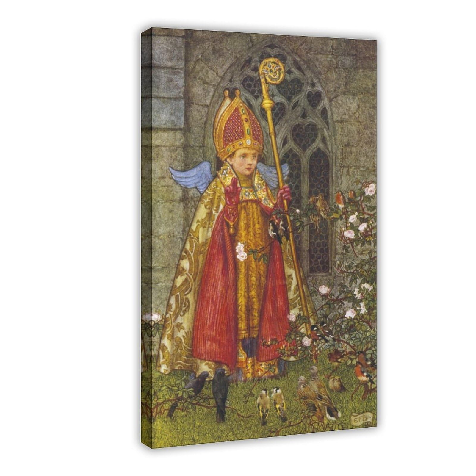 WCYB Saint Valentine Ministering to The Birds by Eleanor Fortescue Brickdale Prints Posters Canvas Deco Paintings Wall Art For Office Living Room Hangable