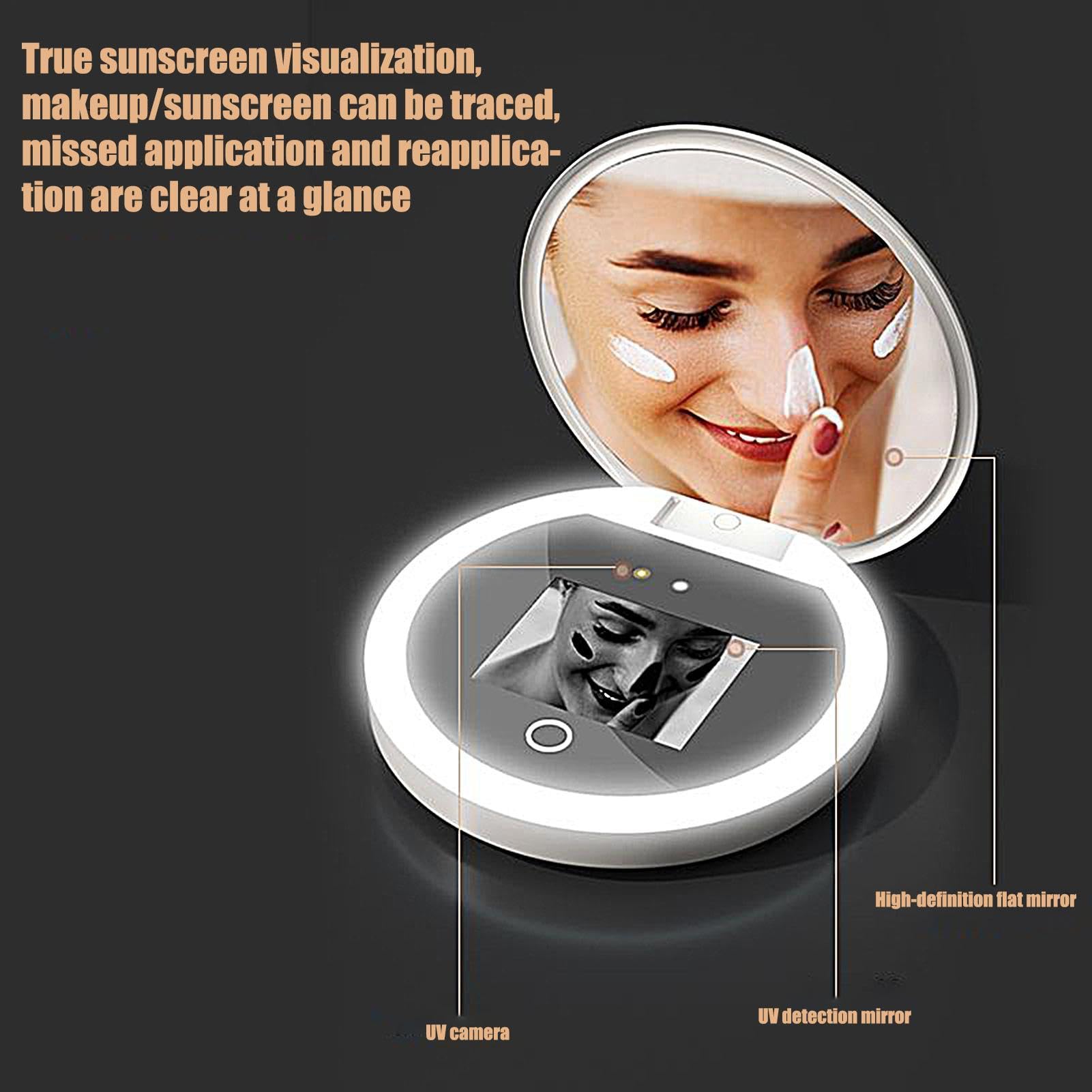 Specchio a Luce UV Pieghevole A 2 Lati Con Ingrandimento 2X E Illuminazione | Specchietto per il Trucco Portatile Pieghevole Funzionale da Viaggio Specchio 2X Portatile Smart Con L