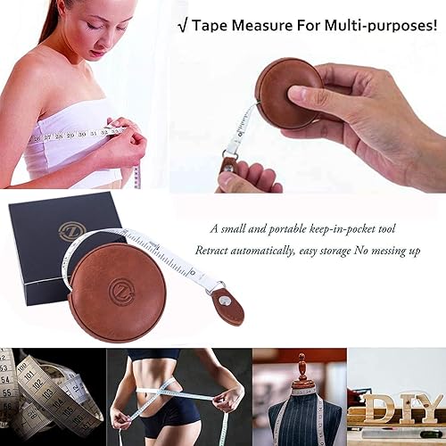 Miniatura 3 de Cinta métrica de costura, tela médica para el cuerpo, cinta métrica de dieta a medida, regla retráctil de doble cara de 60 pulgadas4.9 ft con botón