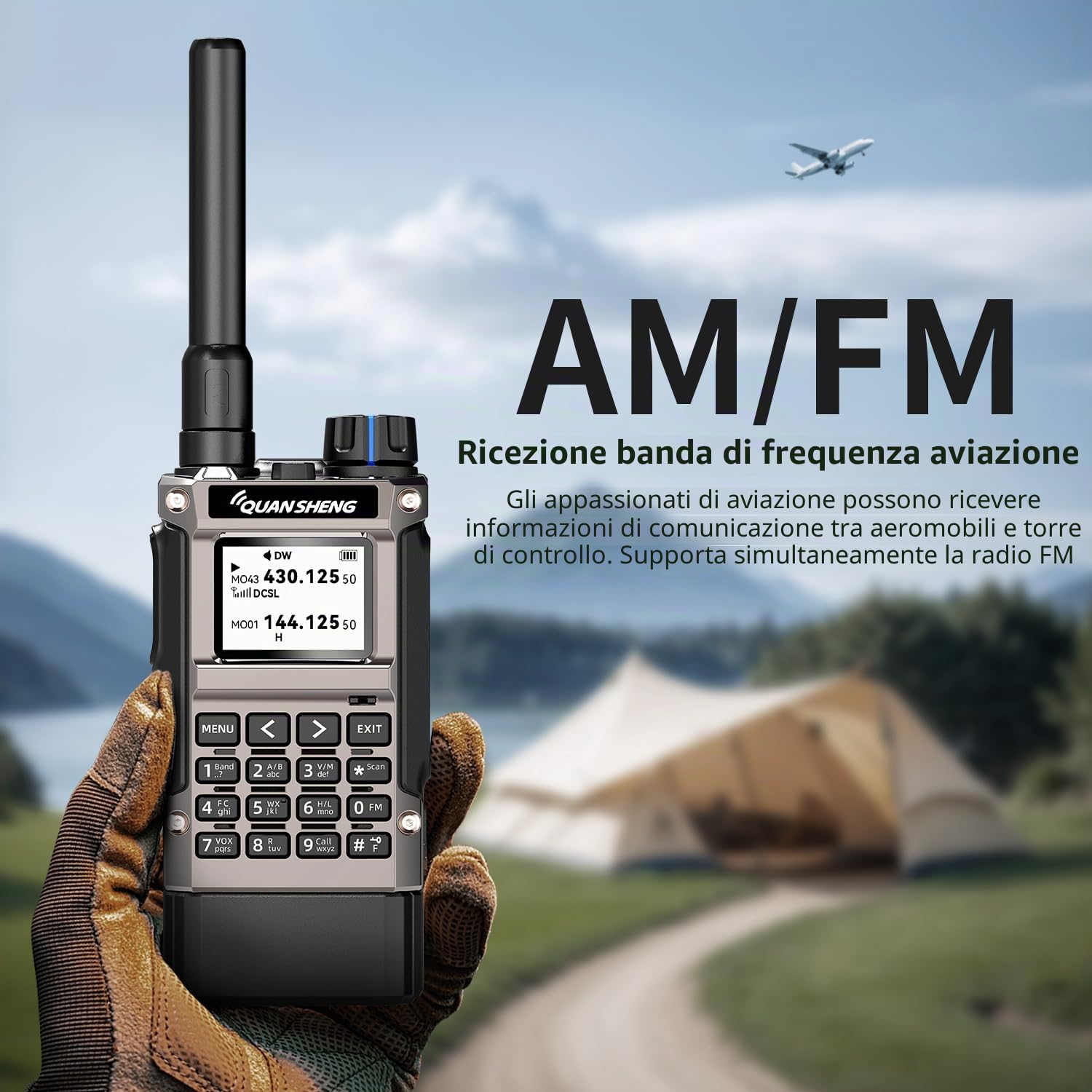 QUANSHENG Radio a banda larga UV-K1 (8) Walkie Talkie Handheld Ham Radio, 2500 mAh, batteria ad alta capacità, 50-600 MHz, ricevitore Full Band, Air Band, One Key Frequency Match, Wireless Copy, NOAA