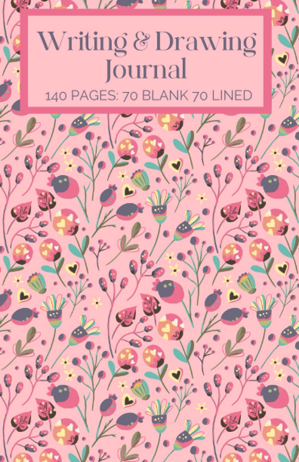 Writing & Drawing Journal: Dual Notebook with Alternate Blank and Lined Paper | Pink Floral Cover