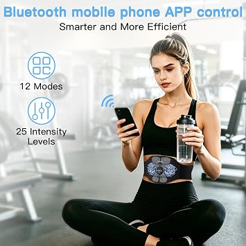DOMAS FDA Cleared EMS Abs Stimulator Belt, Bluetooth APP Abdominal Toner