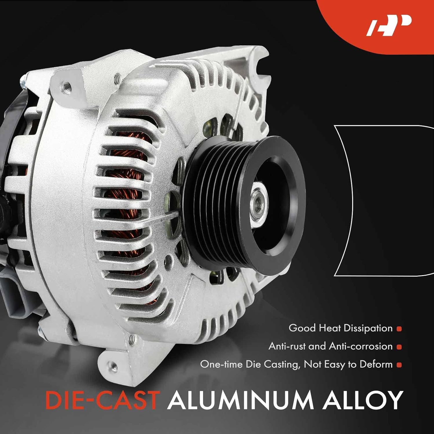 A-Premium Alternator Compatible with Ford F-150 1999-2003, F-150 Heritage 2004, V8 5.4L, 130Amp 12V Clockwise 8-Groove Pulley, Replace# XL3U10300AA, 1L3T-10300-AB, XL3U-10300-AA