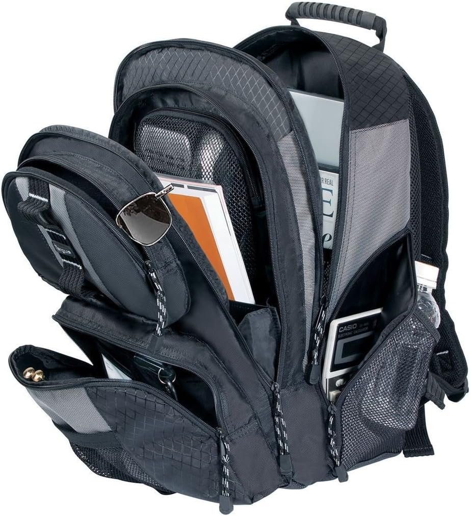 One-Day Sale: Up to 40% Off Targus Sports and Travel Standard Backpack, College Casual Work Bag with 2 Large Compartments, Padded Back Support, Protective Sleeve fits 15.4-Inch Laptop, Black/Gray (TSB212)