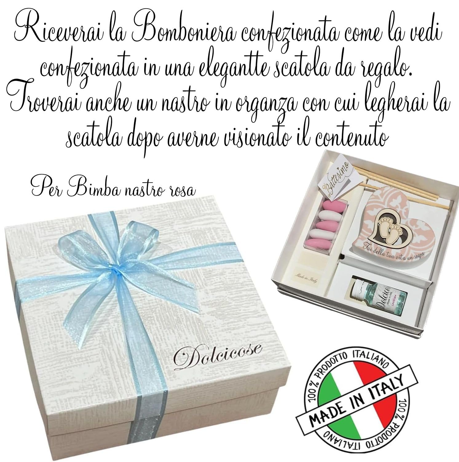 Regalami.Shop Set bomboniere Battesimo in Marmo di Carrara e Legno Naturale diffusore (4, Cuore r)
