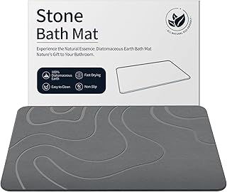 Stone Bath Mat Diatomaceous Earth Shower Mat Non-Slip Super Absorbent Di...