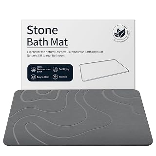 Stone Bath Mat Diatomaceous Earth Shower Mat Non-Slip Super Absorbent Diatomite Stone Mats for Bathroom Floor Quick-Drying Easy to Clean (24''*16'' Grey) - Amazon product rated Grade B