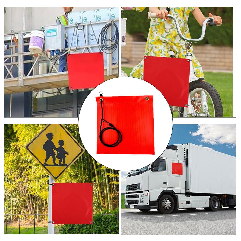 Rote Warnflagge 30x30CM,Rote Fahne Überlänge,Warnflaggen Mit Gummiseil,Kupferschnallen Flagge,Double-Head Press Buckle Warnfahne,für Warntafel Auto Wohnwagen Anhänger Fahrradträger,Kiuiom